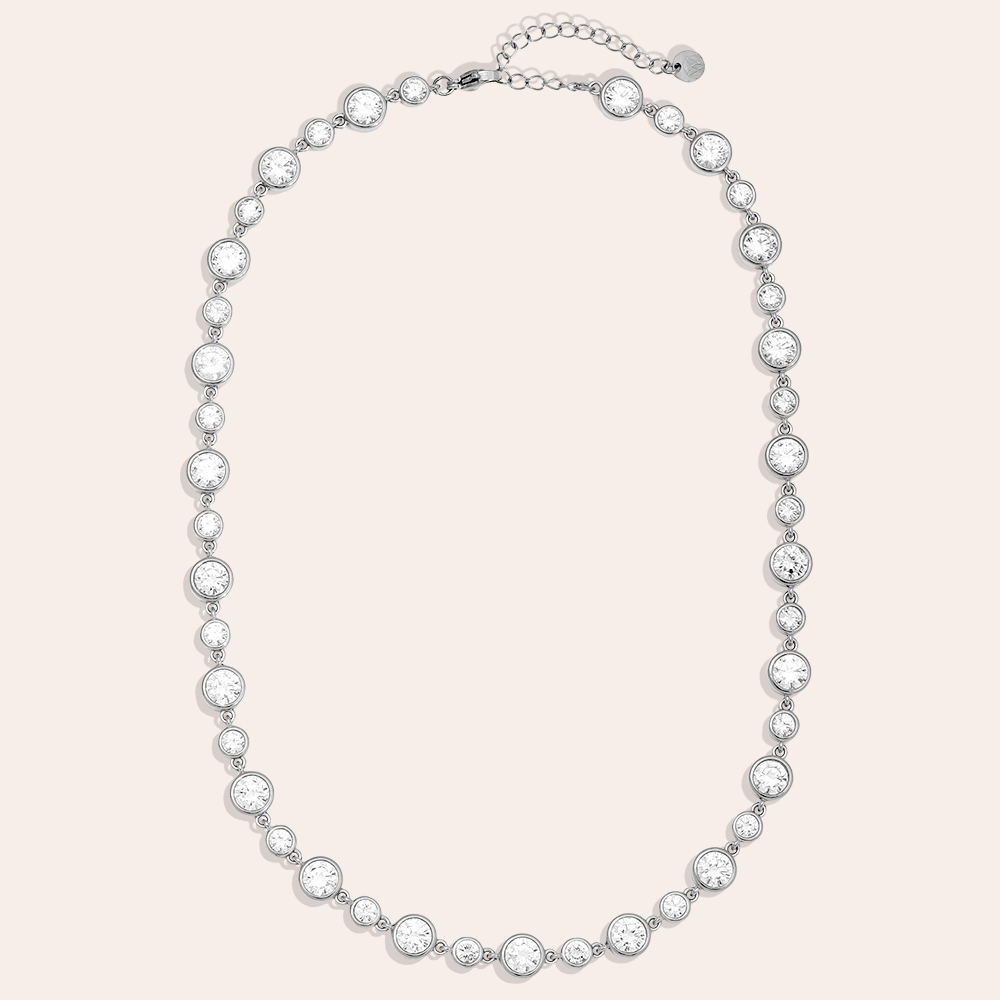 40cm Fancy Round Diamond Chain Edelstahl Halskette 