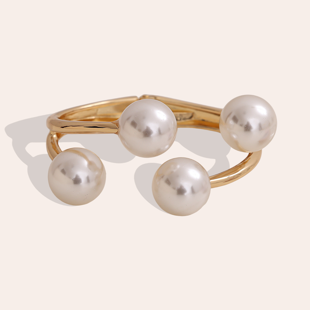 6.5cm breiter runder mit vier Perlen Messing Armreif    