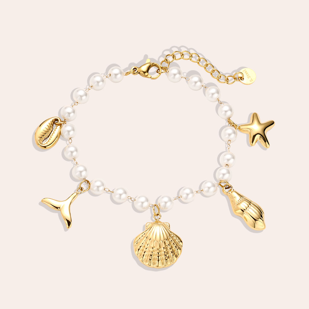 16cm Ocean And Pearl Chain Edelstahl Armkette  