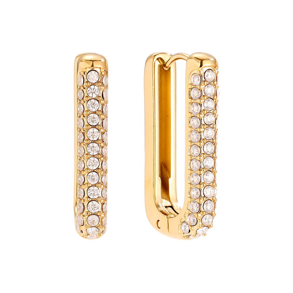 13*24mm Diamond Oval Hoop Edelstahl Ohrringe     