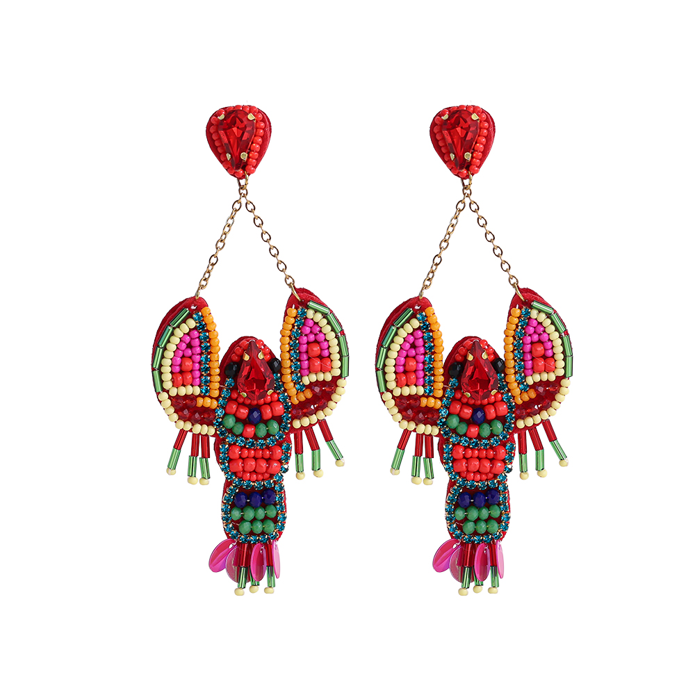 11cm Reisperle Hummer Edelstahl Ohrringe   