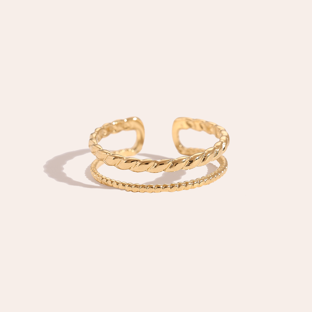 Two Thin Layer Twisted Edelstahl Ring   