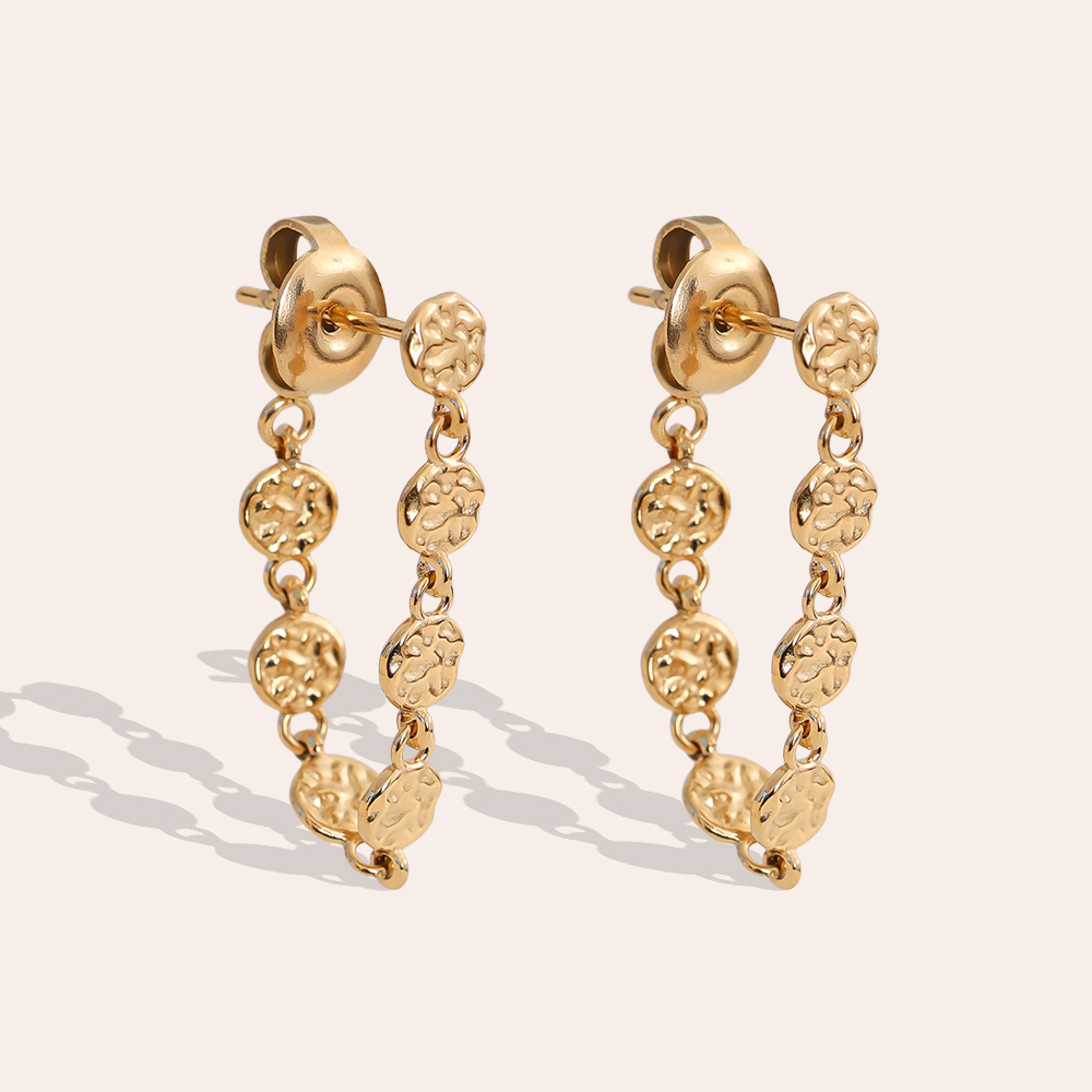 50mm unregelmäßige kleine Scheibe Edelstahl Ohrringe  