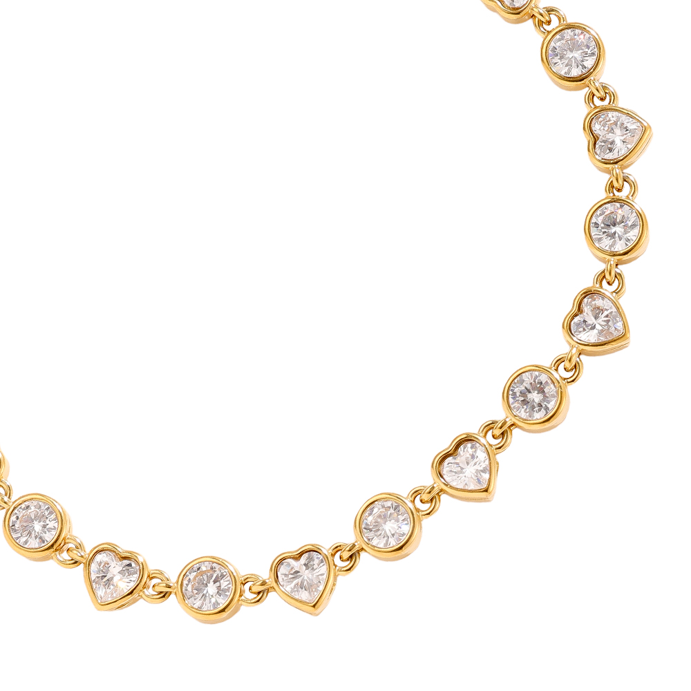 16cm Minimalistisches Zirkonia Herz Edelstahl Armband