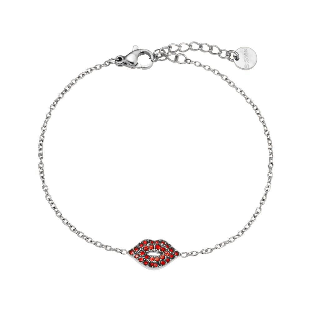 Edelstahl Armkette 17cm Diamond Red Lip