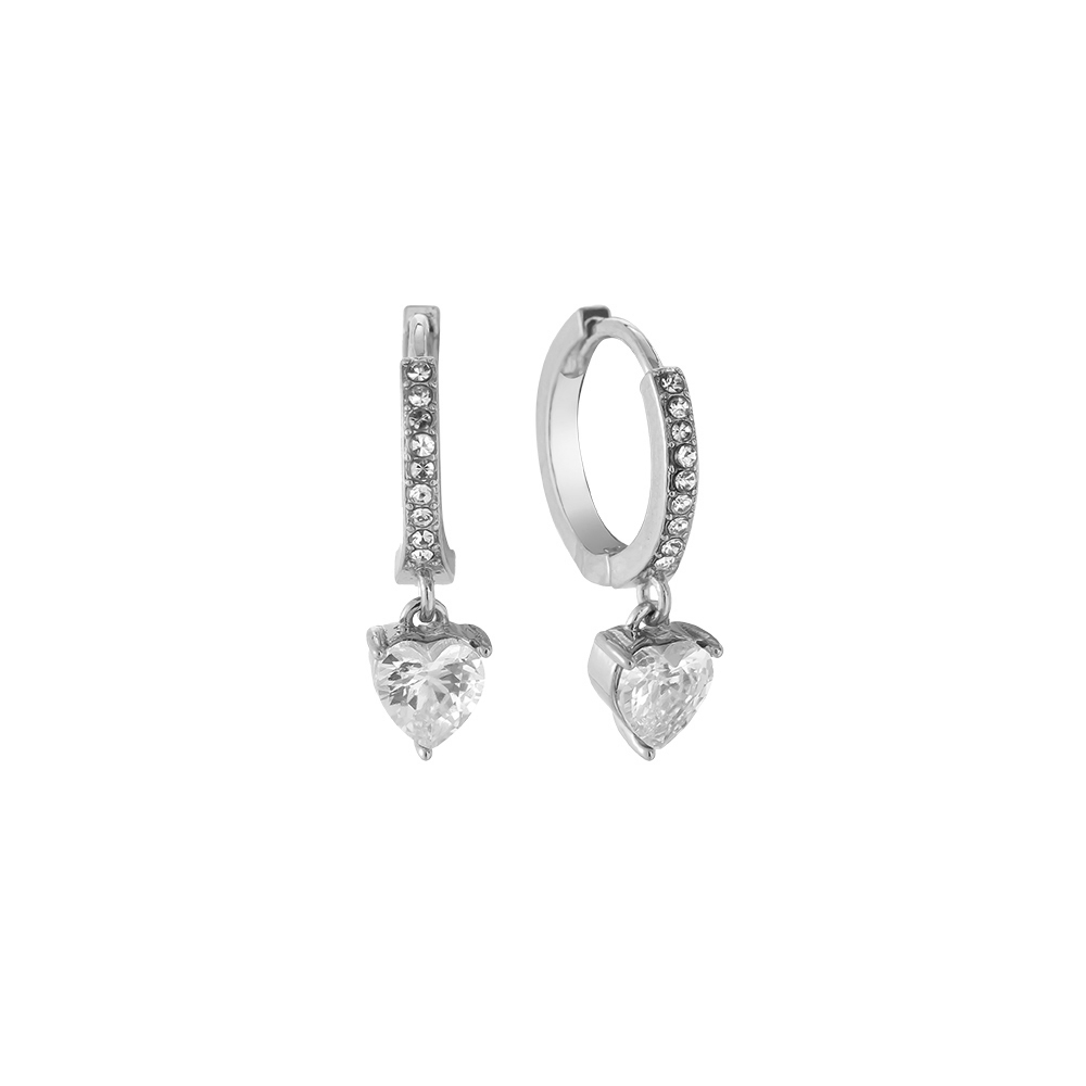 Edelstahl Ohrringe One Diamond Heart