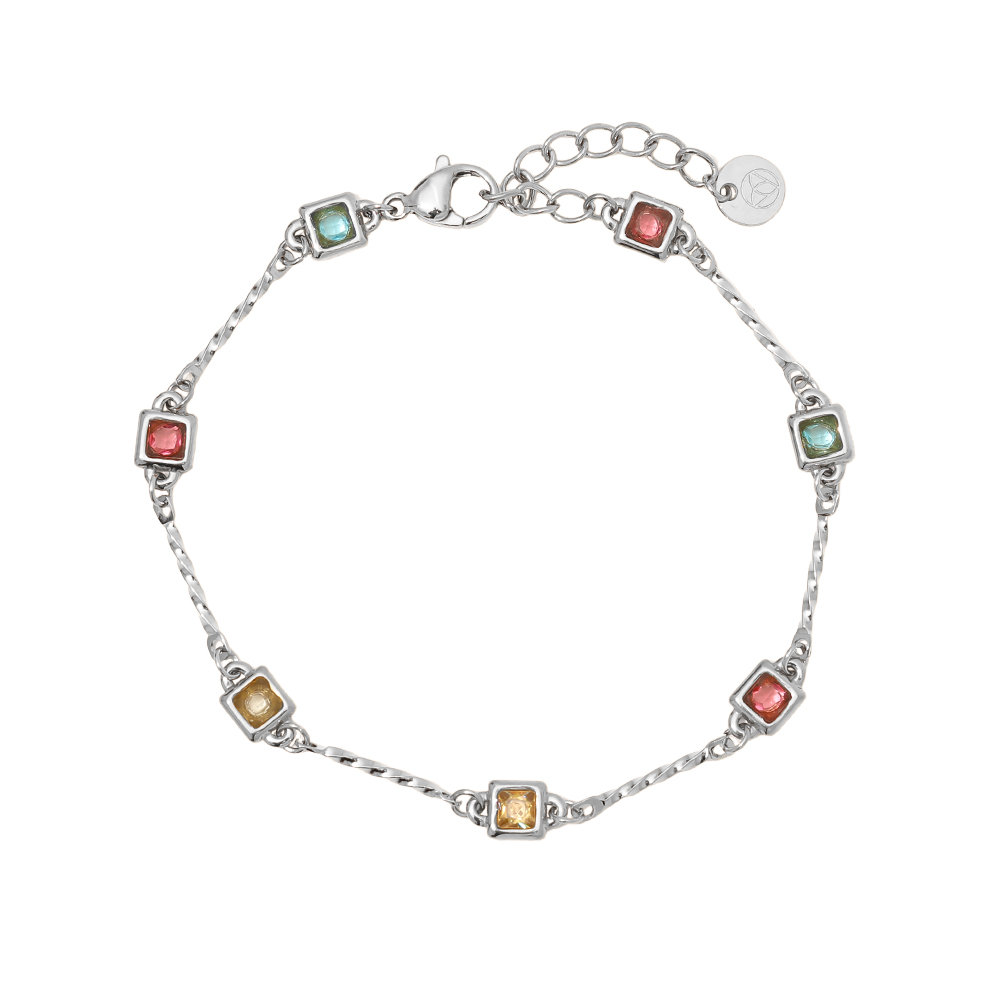 16.5cm Quadrat Zirkonia Stein Edelstahl Armband 