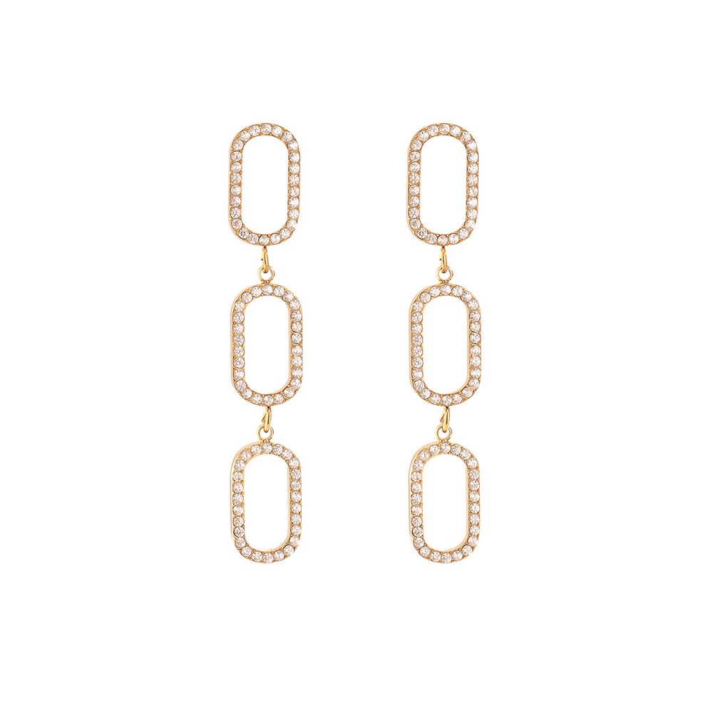 0.8*4.5cm Three Diamond Ovals Edelstahl Ohrringe       