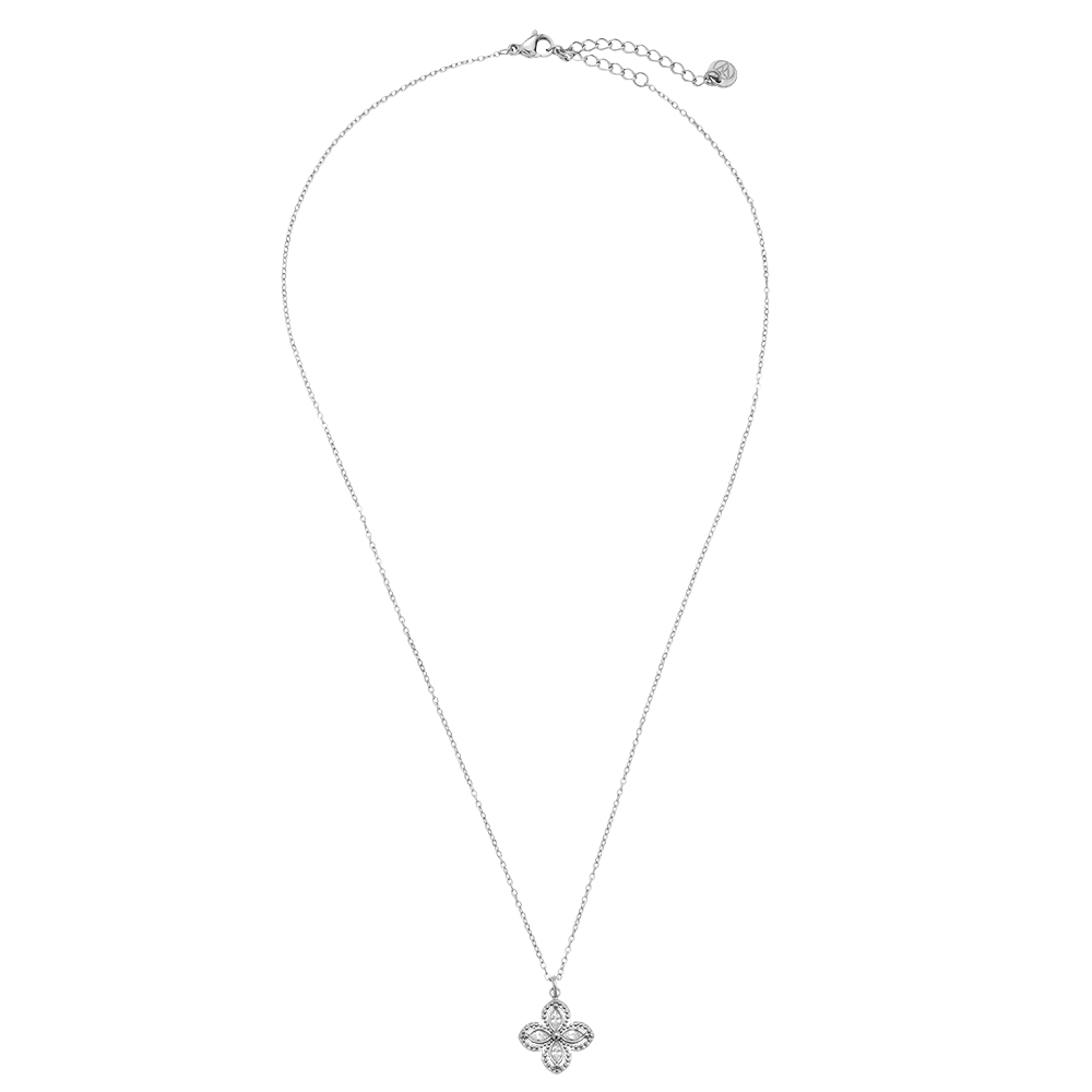 40cm Fancy Diamond Flower Edelstahl Halskette       