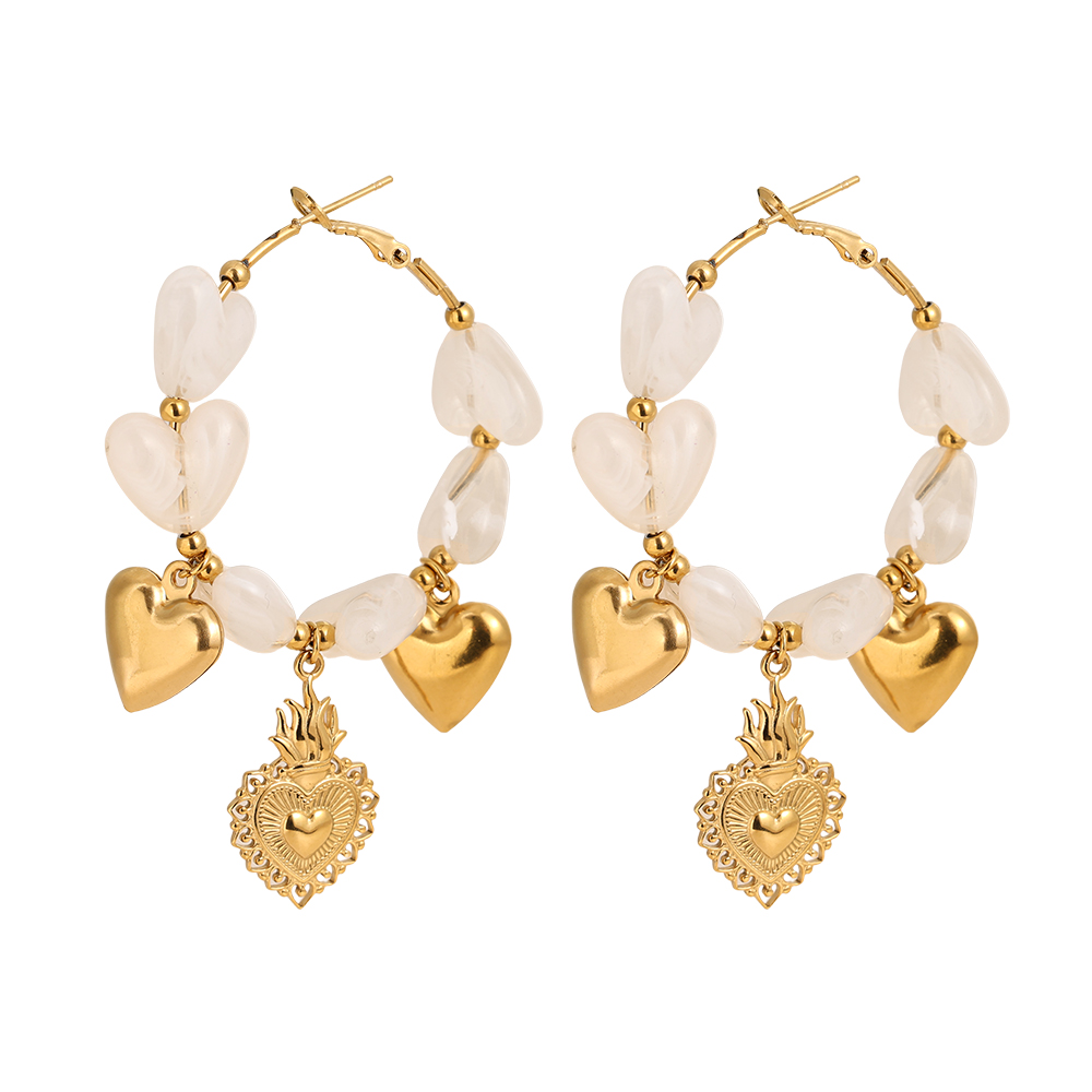 65mm Acrylic Hearts Hoop Edelstahl Ohrringe    