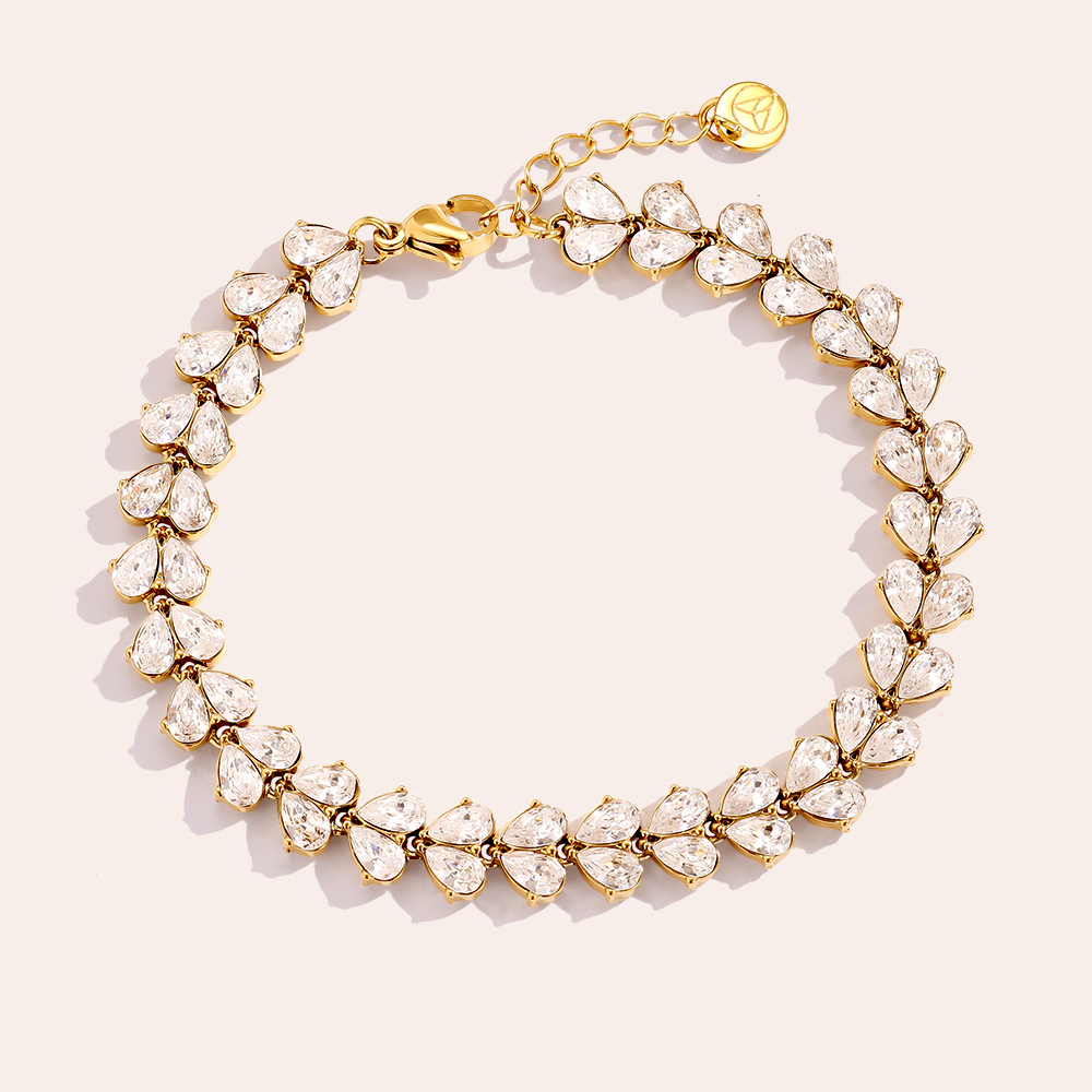 17cm Diamond Heart Pieces Edelstahl Armkette     