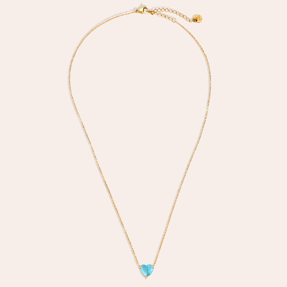 43cm Multi Colour Diamond Heart Stainless Steel Necklace