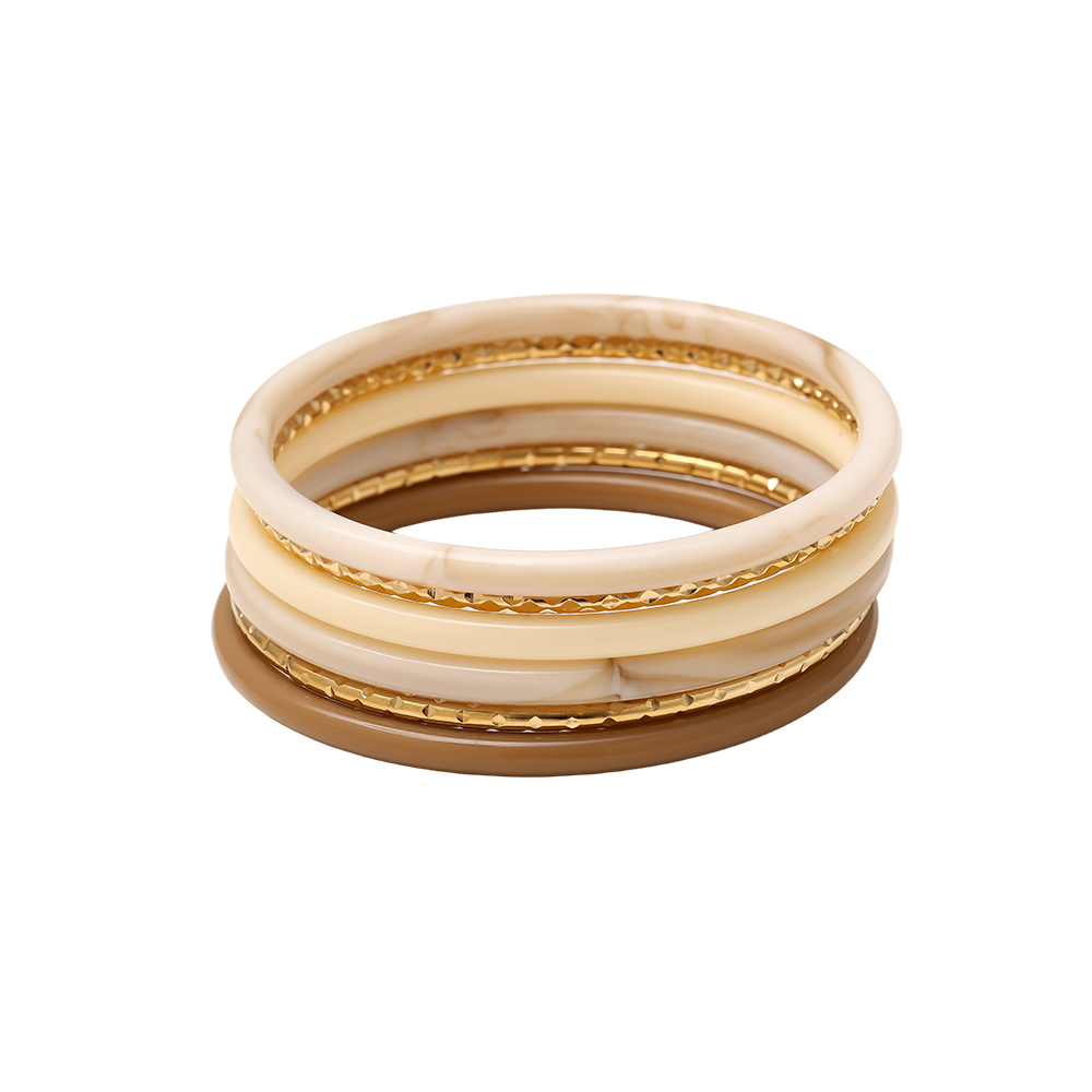 6.5cm Width 6er Resin Edelstahl Armreif Set