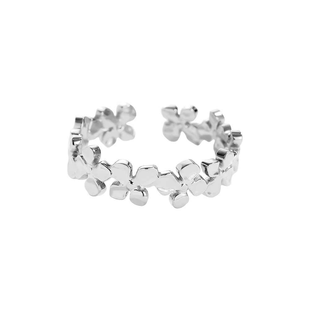 viele Blumen Edelstahl Ring     