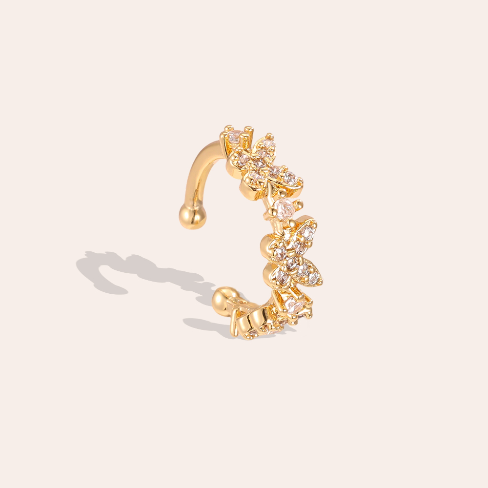 Vergoldete Ear-cuffs 15mm kleine Zirkonia Schmetterling