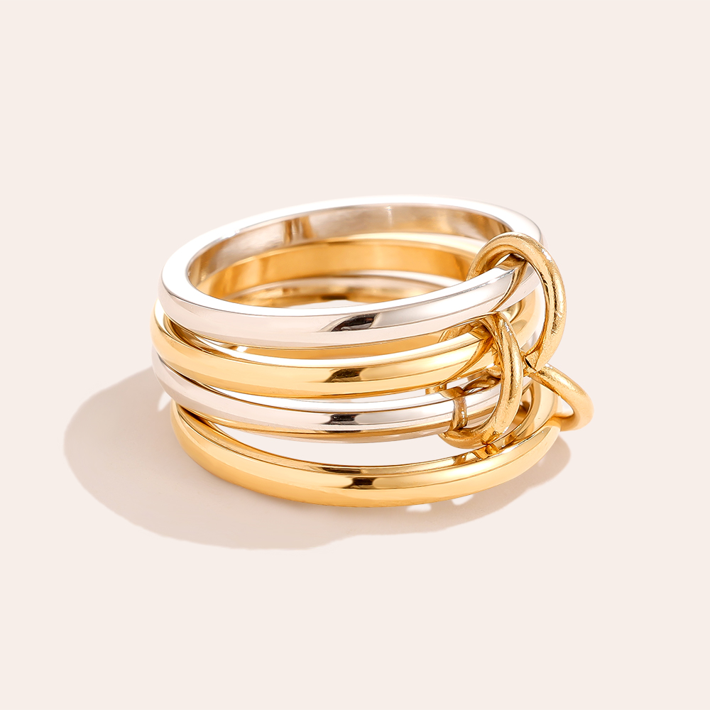 Simple Four Layer Ring Set Edelstahl Ring            