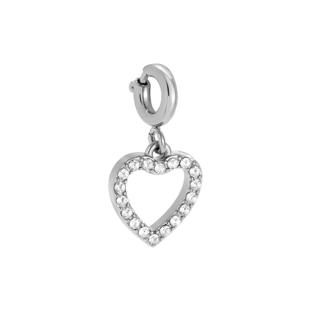 10mm Spring Clasp Hollow Diamond Heart Edelstahl Pendant 10mm Spring Clasp Hollow Diamond Heart Edelstahl Pendant