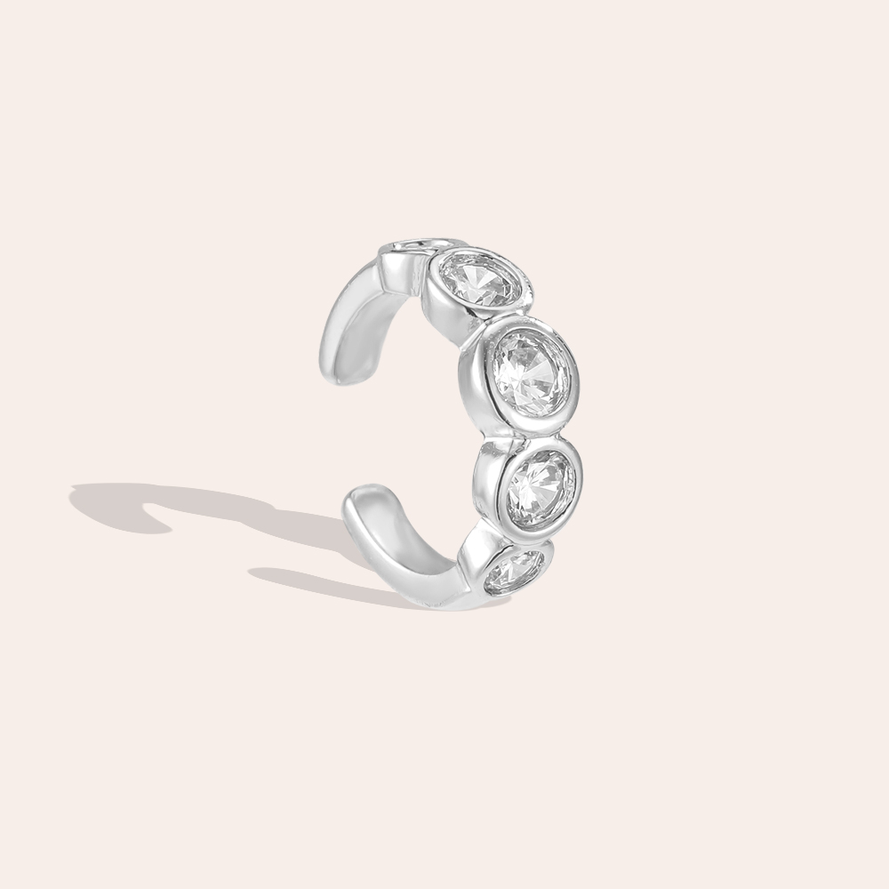 Vergoldete Ear-cuffs 14mm groß Runde Zirkonia  