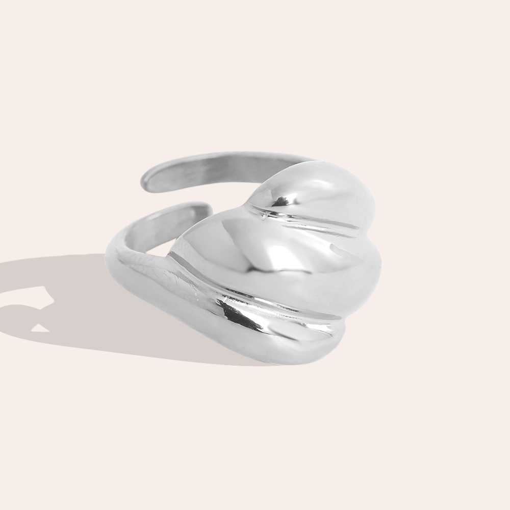 Verstellbarer drei kräftige Linien Edelstahl Ring      