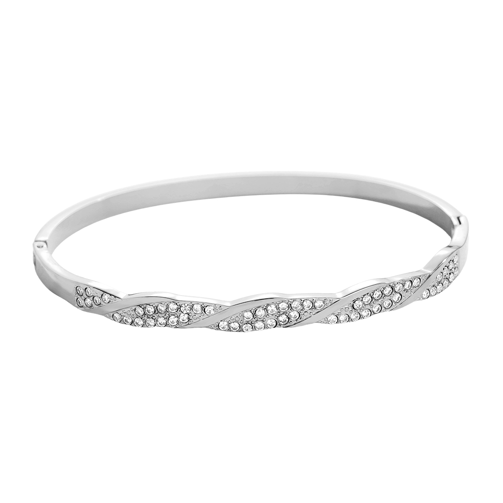 6.3cm Diameter Fancy Diamond Twist Edelstahl Armreif        