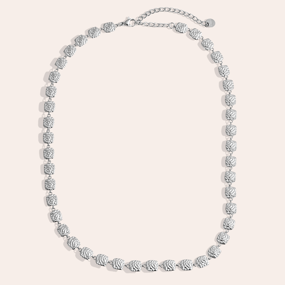 43cm unregelmäßige Quadrate Edelstahl Halskette    