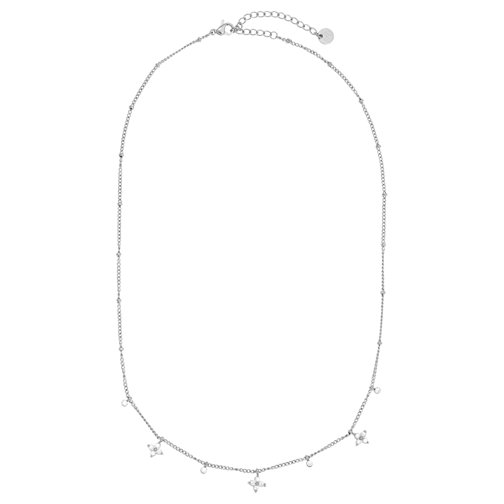 40cm Tiny Diamond Flower Edelstahl Halskette      