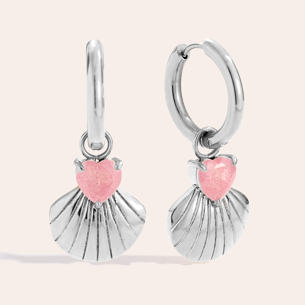 4.2cm Two Hearts Diamond Edelstahl Ohrringe