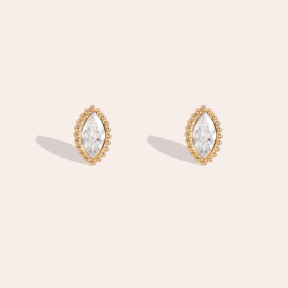 Edelstahl Ohrringe 6.7mm Zirkonia Auge