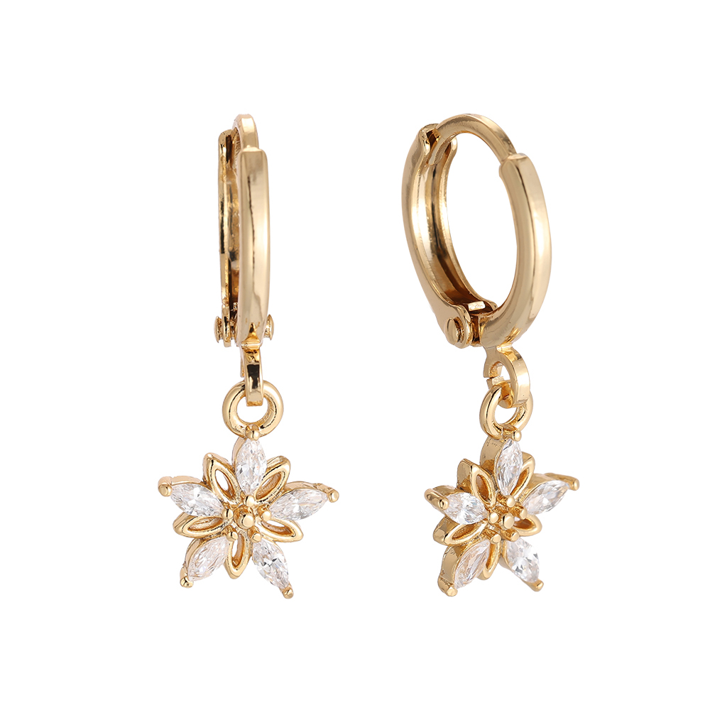 Vergoldete Ohrringe Diamond And Hollow Flower