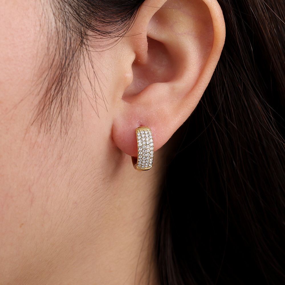 1.0cm 4 Lines Diamond Edelstahl Ohrringe