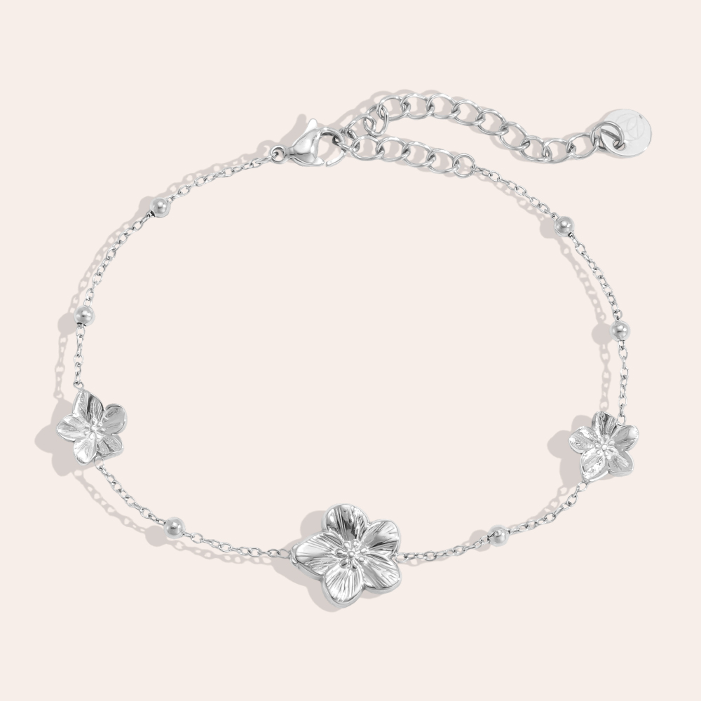 Edelstahl Armband 16cm drei Blüten