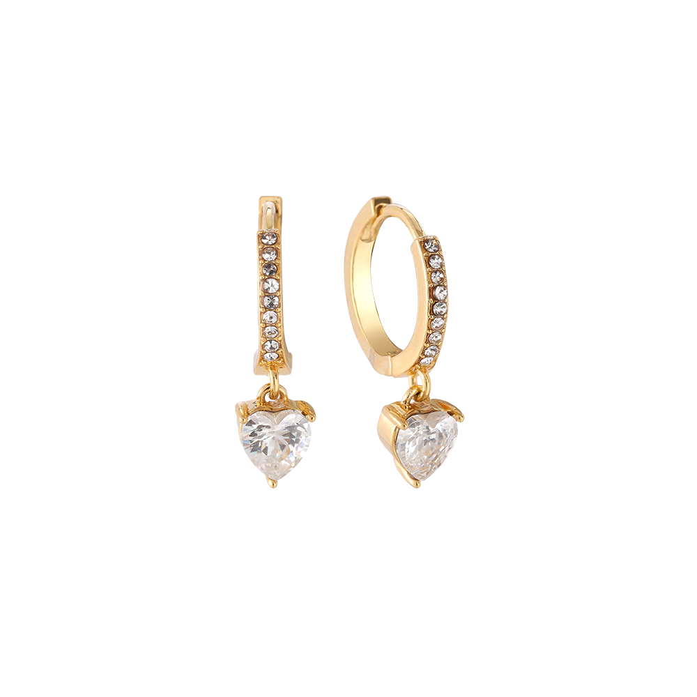 Edelstahl Ohrringe One Diamond Heart