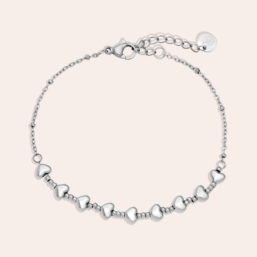 Edelstahl Armkette 17cm Heart Chain