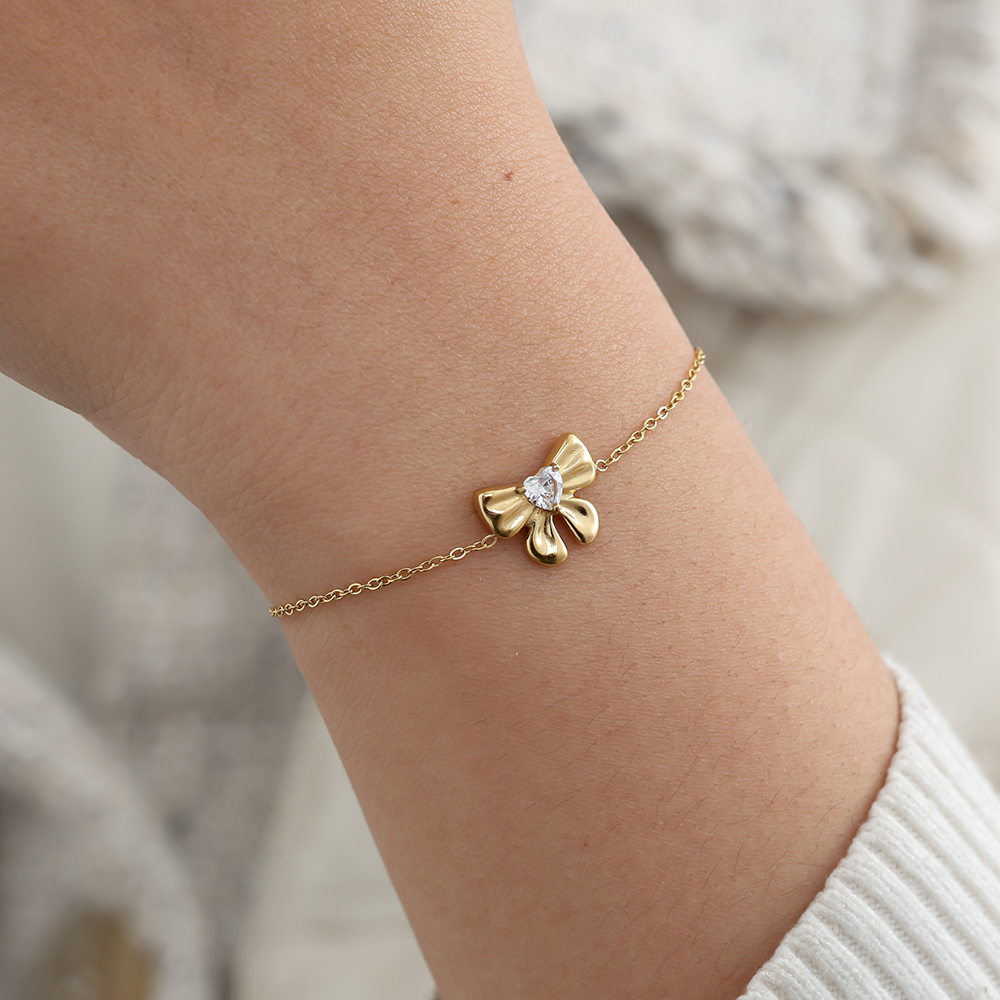 16cm Sweet Bowtie With Diamond Edelstahl Armband     