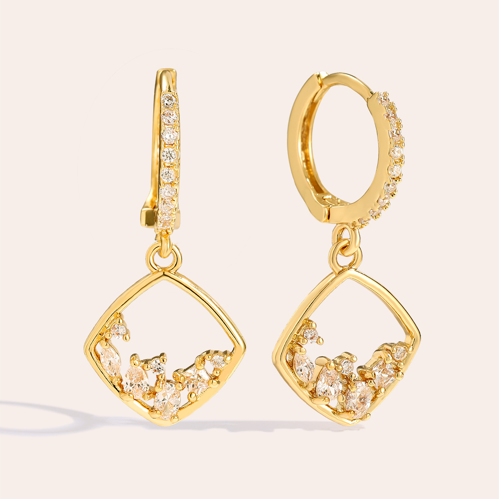27mm Lovely Diamonds Frame Vergoldete Ohrringe   