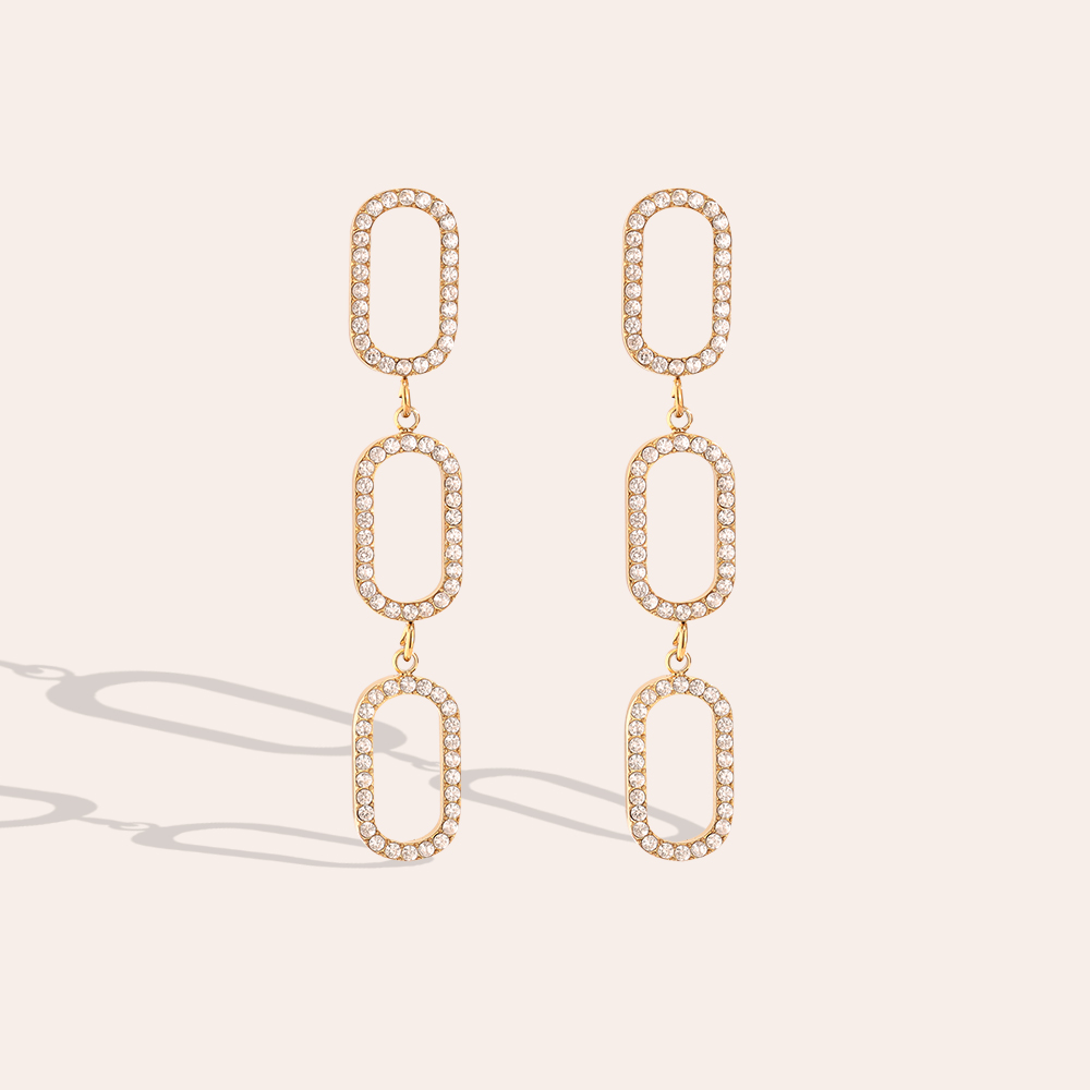 0.8*4.5cm Three Diamond Ovals Edelstahl Ohrringe       