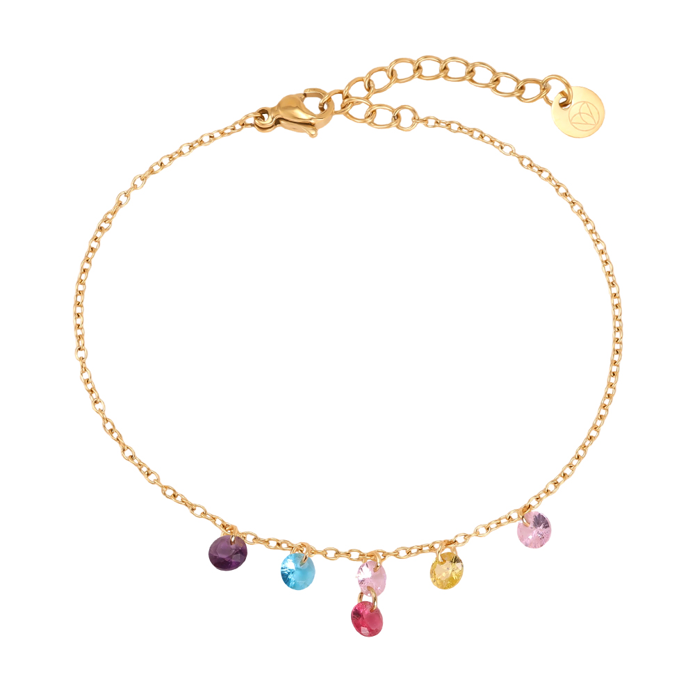 Edelstahl Armband 17cm runde Zirkonia