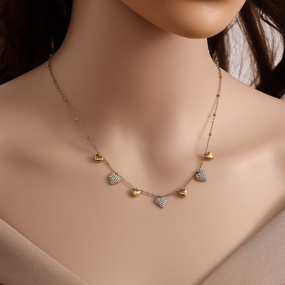 40cm Many Sweet Hearts Edelstahl Halskette     