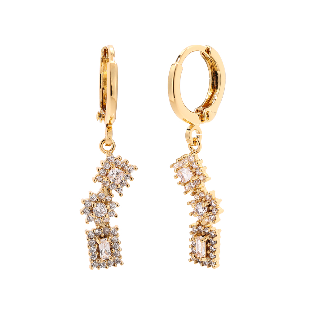 3.4cm Mini Cubes Diamond Vergoldete Ohrringe