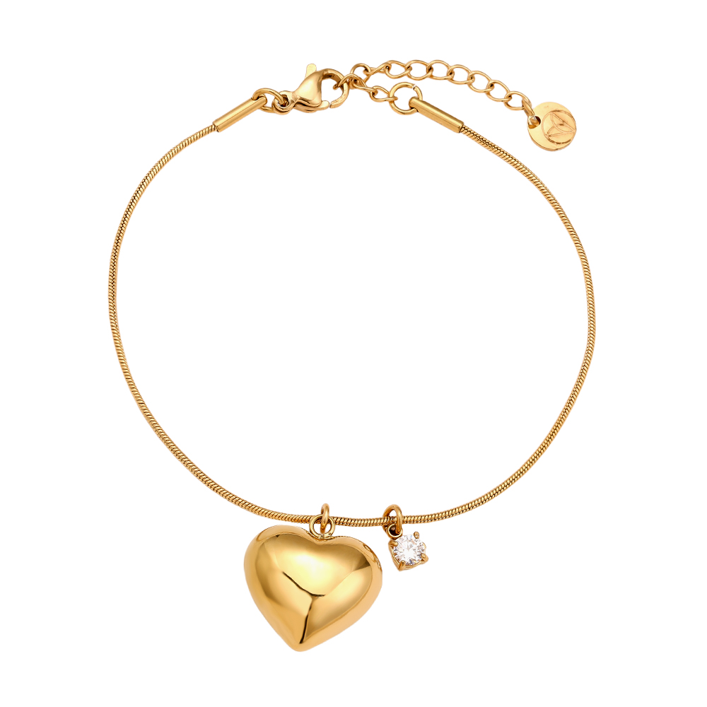 16cm Heart And Diamond Dot Edelstahl Armkette     