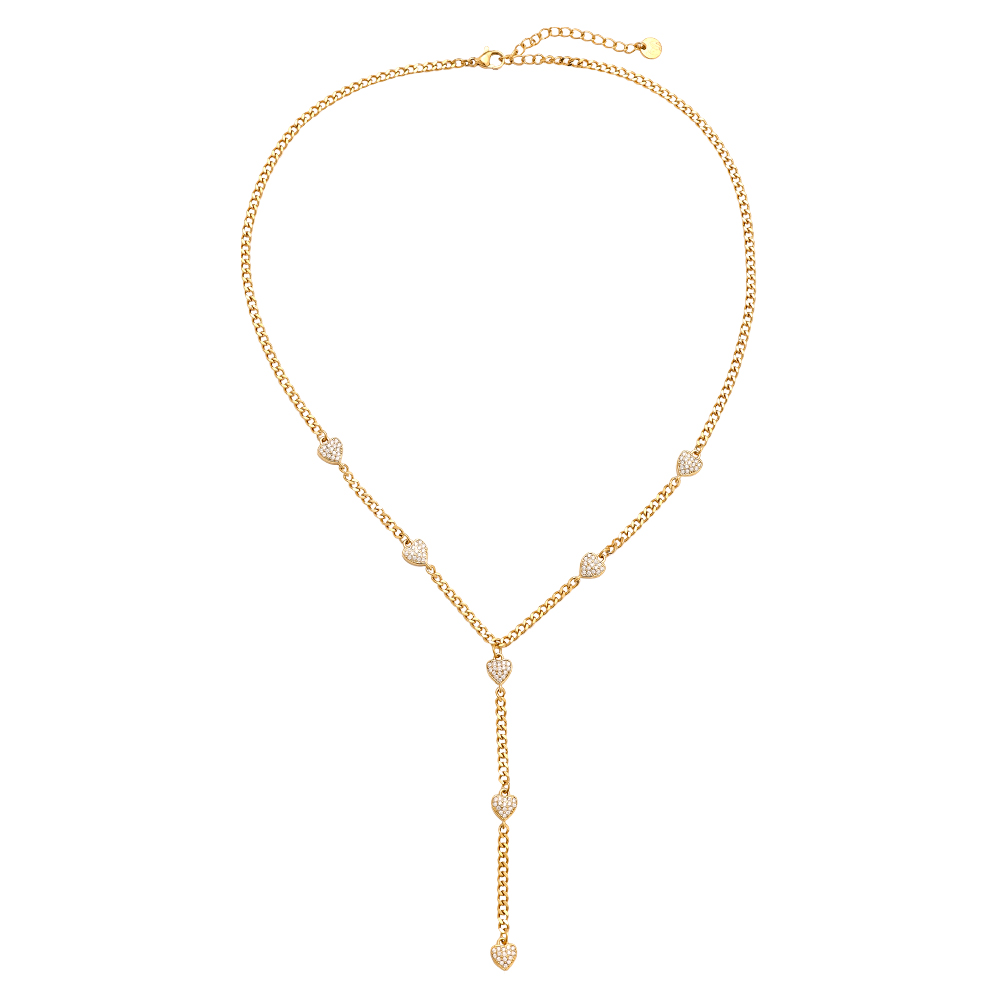 43cm Herz Glieder Edelstahl Halskette 