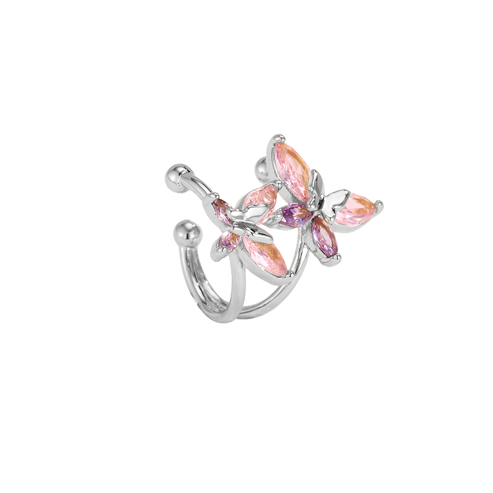 Vergoldete Ear-cuffs 15mm Zwei Zirkonia Schmetterlinge