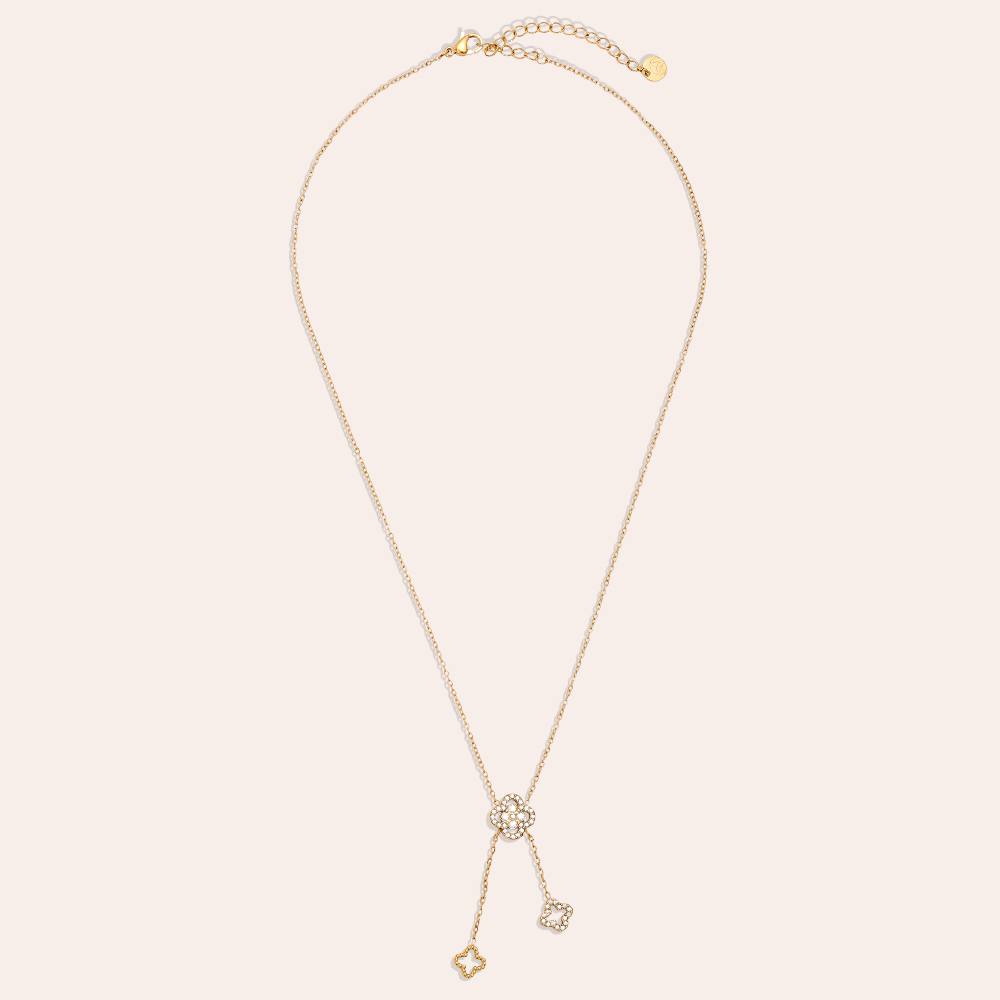 39cm Perfect Diamond Lucky Flower Edelstahl Halskette   