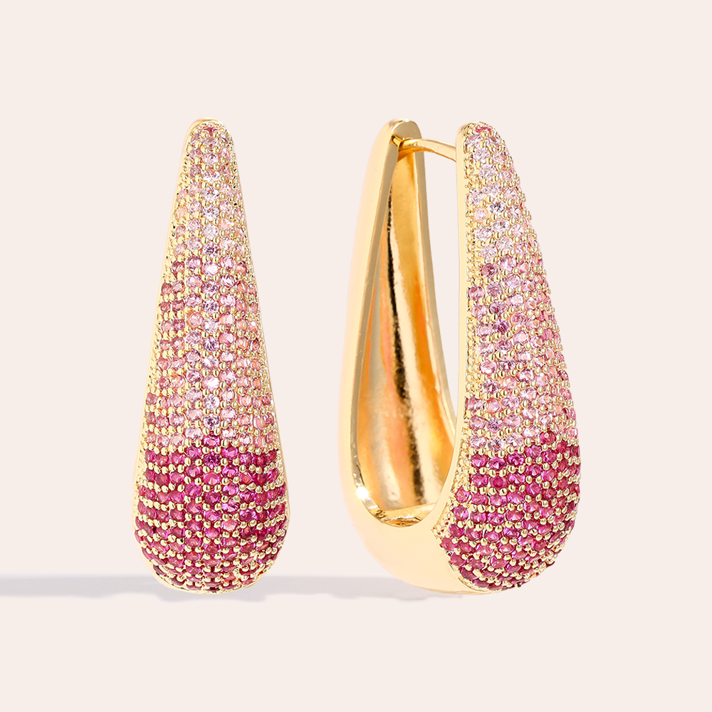 3.2cm Drop Diamond Vergoldete Ohrringe     