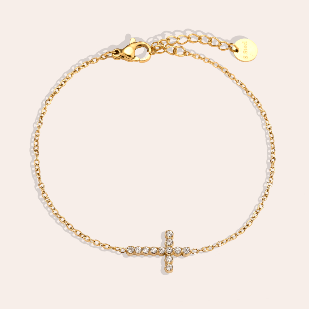 17cm Nice Diamond Cross Edelstahl Armband   