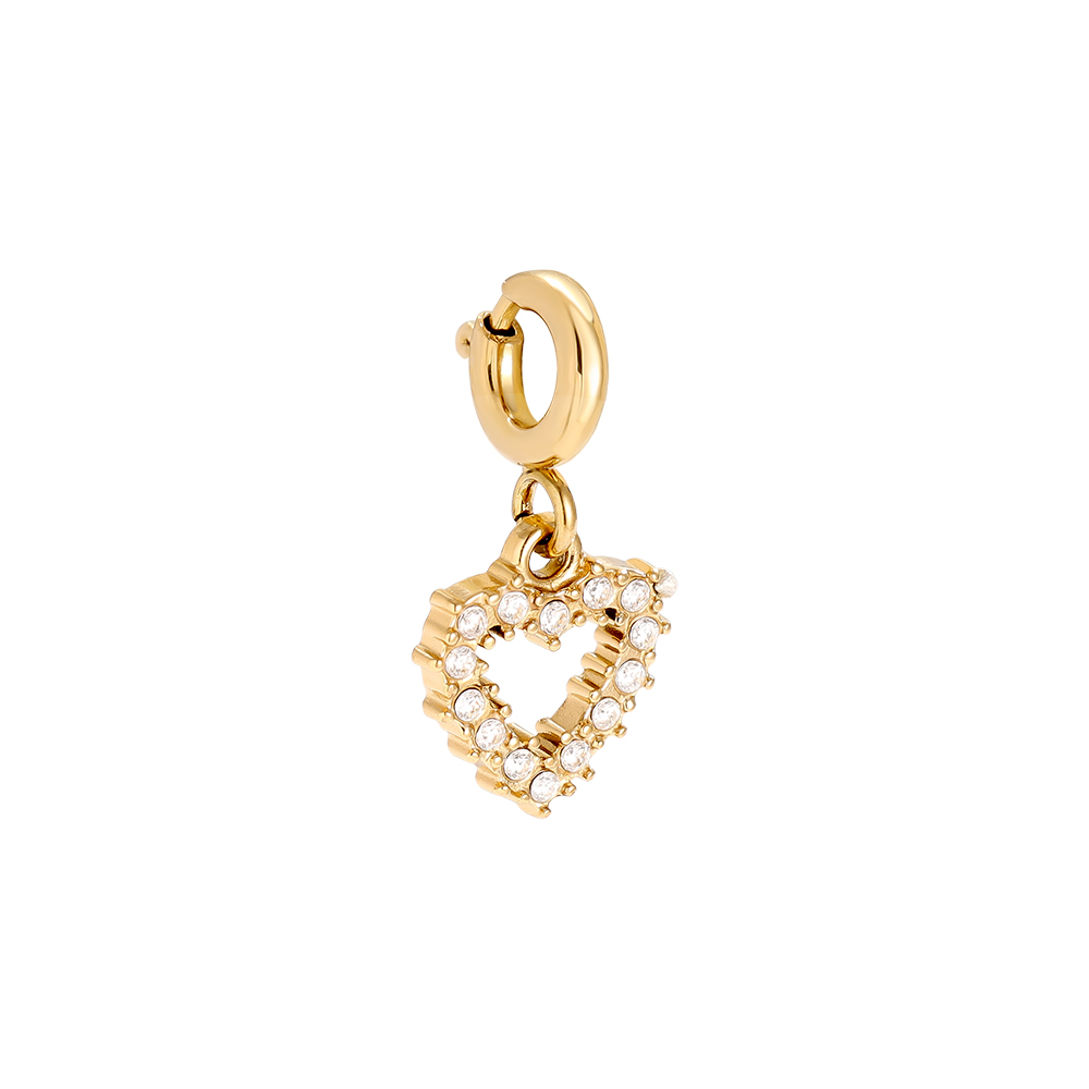 8mm Spring Clasp Hollow Diamond Heart Edelstahl Pendant  