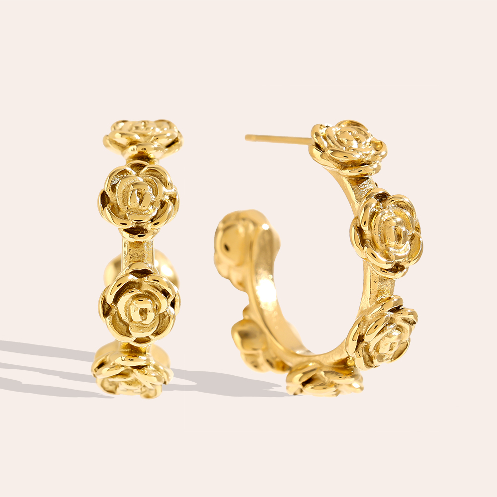 22mm Rose Hoop Edelstahl Ohrringe 