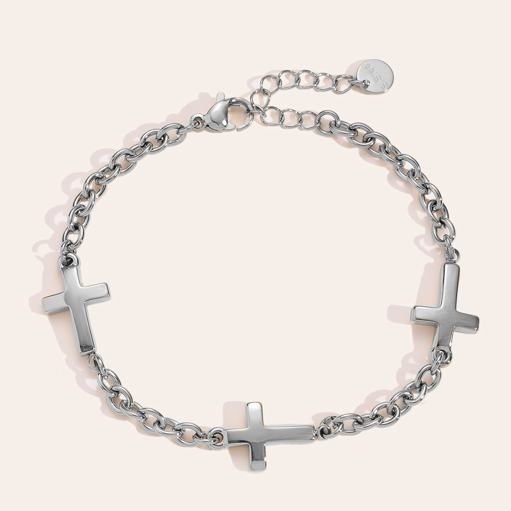16cm Cross In Oval Chain Edelstahl Armkette      