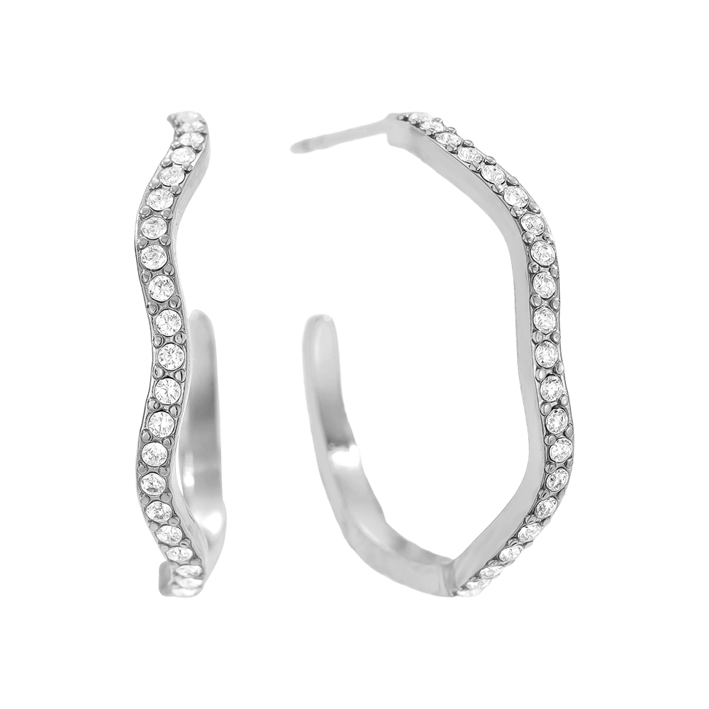 2.3cm Diamond Half Hoop Edelstahl Ohrringe    