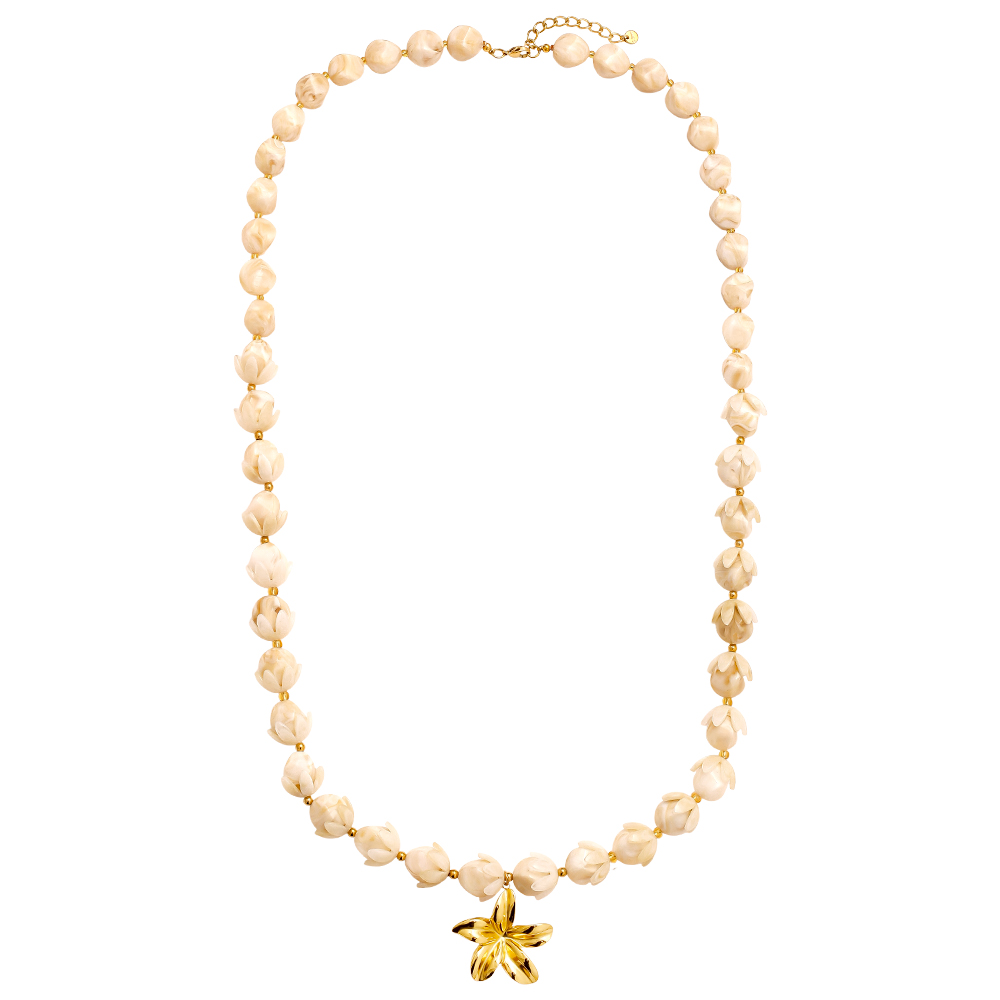 91cm Resin Flower Chain Edelstahl Halsketten   